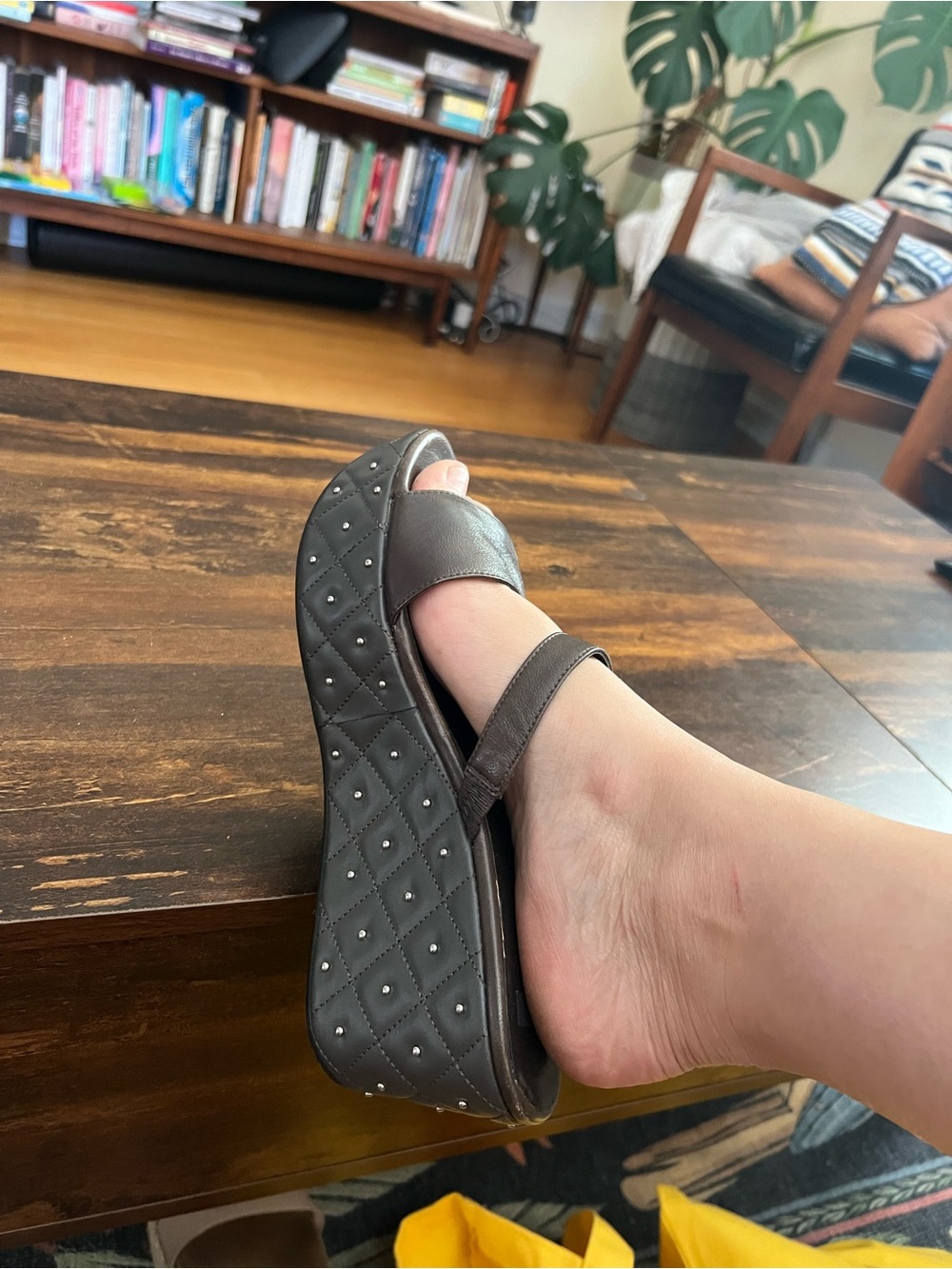 Women’s Studded Slingback Wedge platforms in Dark Brown with Silver studs size 8